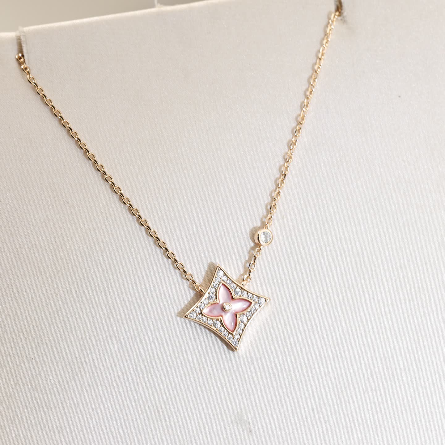 Louis Vuitton Pink Flower Diamond Necklace